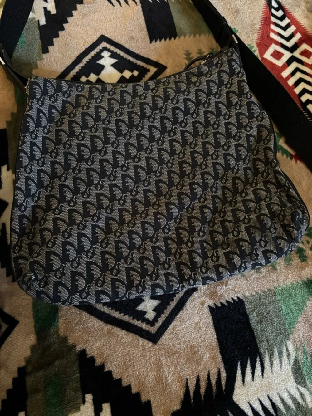 Dior Monogram Canvas Hobo Bag in Black and Gray - Picture 3 of 6